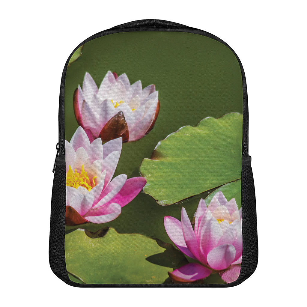 Pink Water Lilies Print Casual Backpack