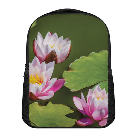 Pink Water Lilies Print Casual Backpack