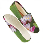 Pink Water Lilies Print Casual Shoes
