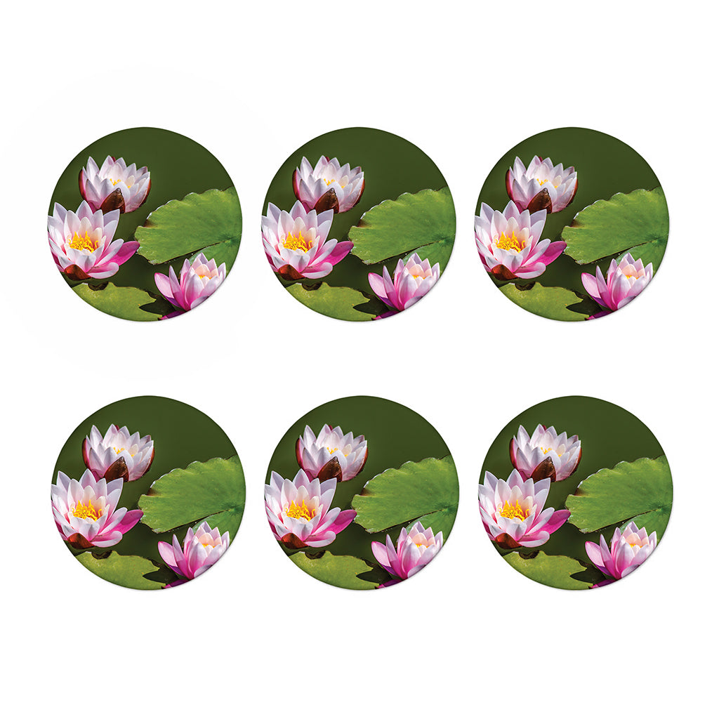Pink Water Lilies Print Coaster Set
