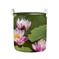 Pink Water Lilies Print Collapsible Laundry Basket