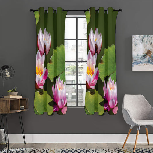 Pink Water Lilies Print Curtain