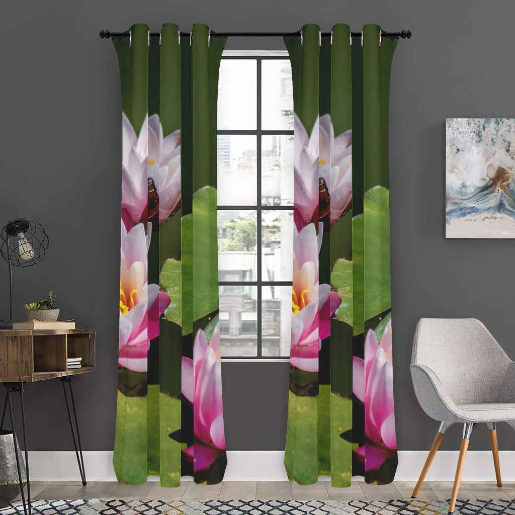 Pink Water Lilies Print Curtain
