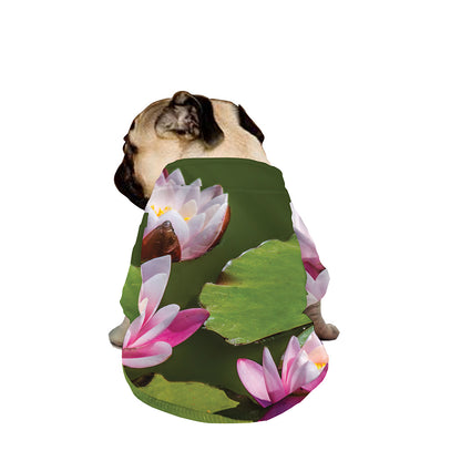 Pink Water Lilies Print Dog Zip Up Jacket