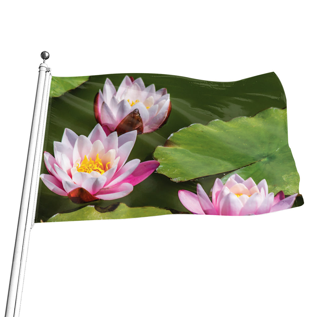 Pink Water Lilies Print Flag