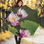 Pink Water Lilies Print Foldable Umbrella