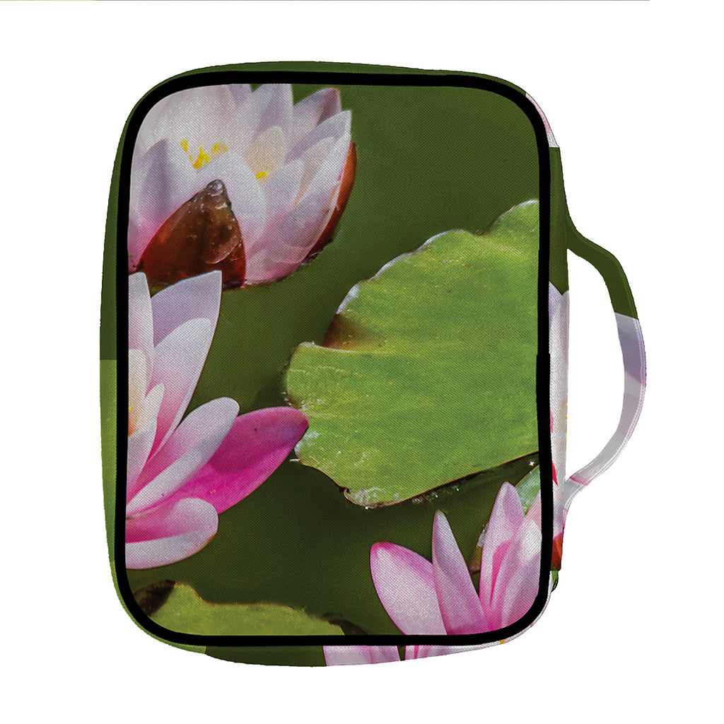 Pink Water Lilies Print Front Pocket Bible Bag