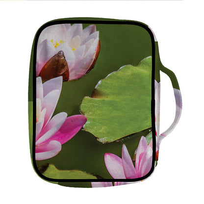 Pink Water Lilies Print Front Pocket Bible Bag