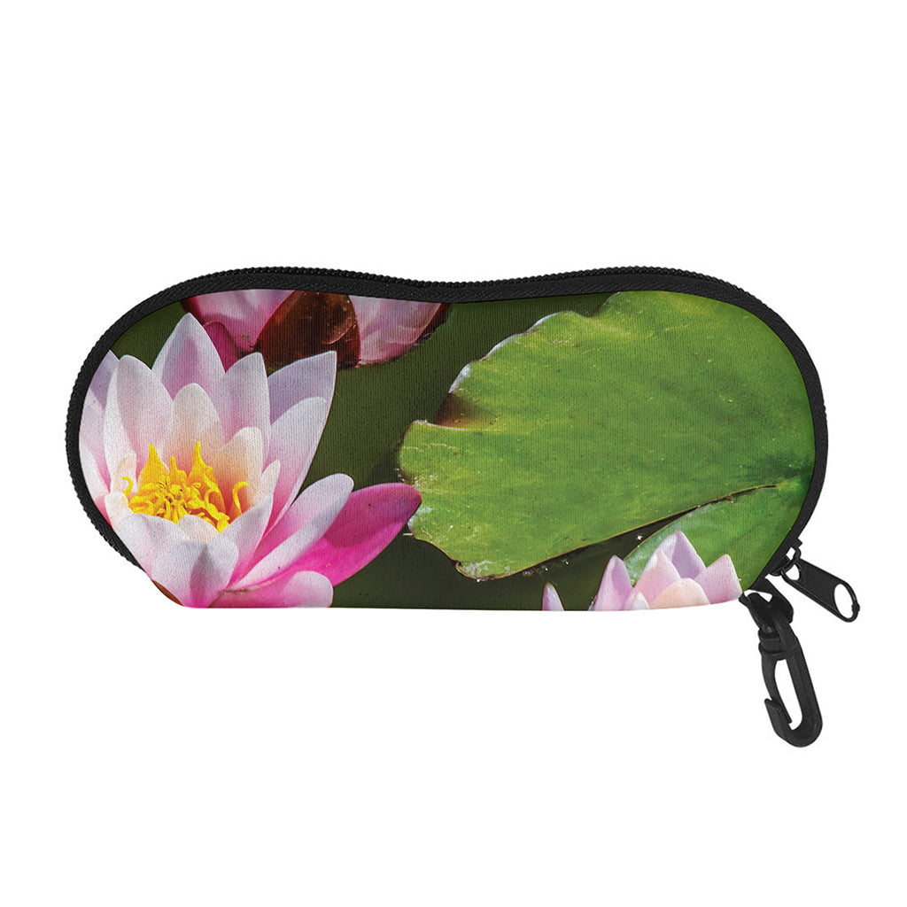 Pink Water Lilies Print Glasses Case