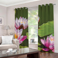 Pink Water Lilies Print Grommet Curtains