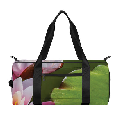 Pink Water Lilies Print Gym Bag
