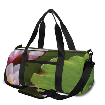 Pink Water Lilies Print Gym Bag
