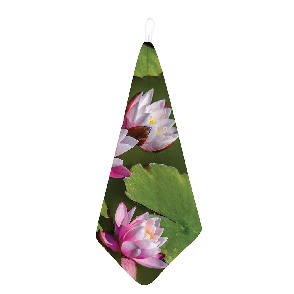 Pink Water Lilies Print Hand Towel