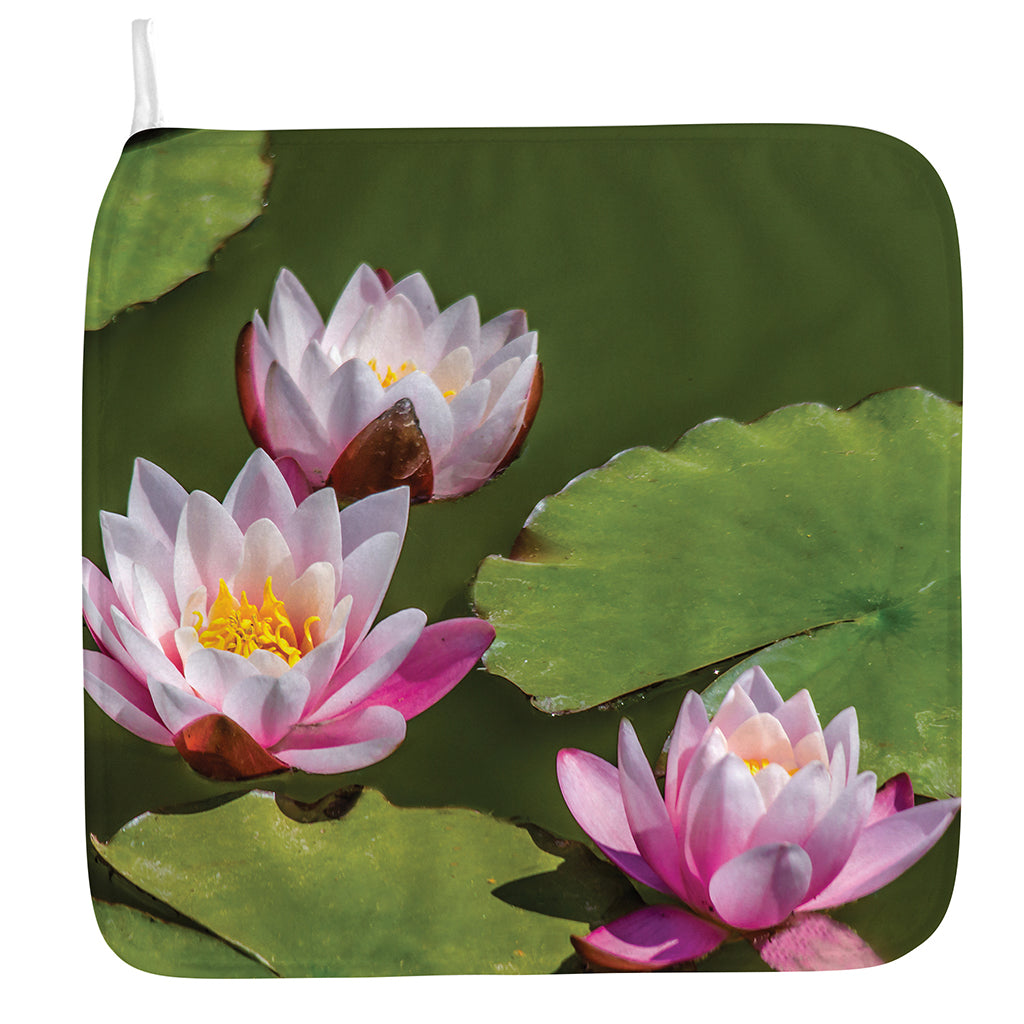 Pink Water Lilies Print Hand Towel