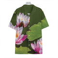Pink Water Lilies Print Hawaiian Shirt