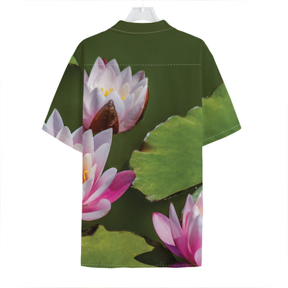 Pink Water Lilies Print Hawaiian Shirt