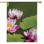 Pink Water Lilies Print House Flag