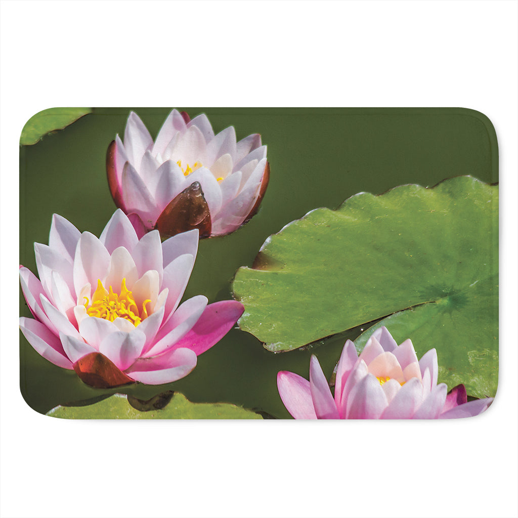 Pink Water Lilies Print Indoor Door Mat