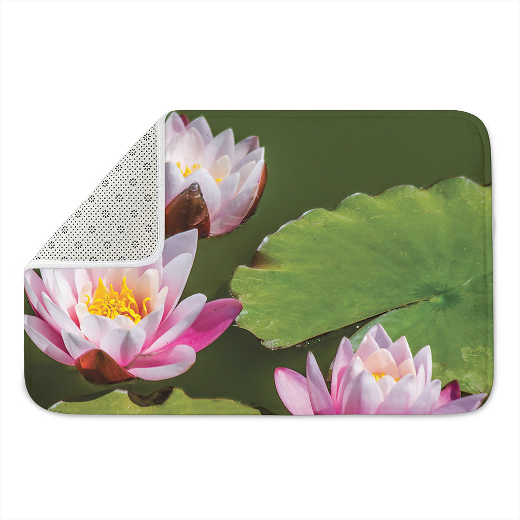 Pink Water Lilies Print Indoor Door Mat