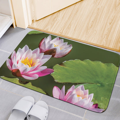 Pink Water Lilies Print Indoor Door Mat