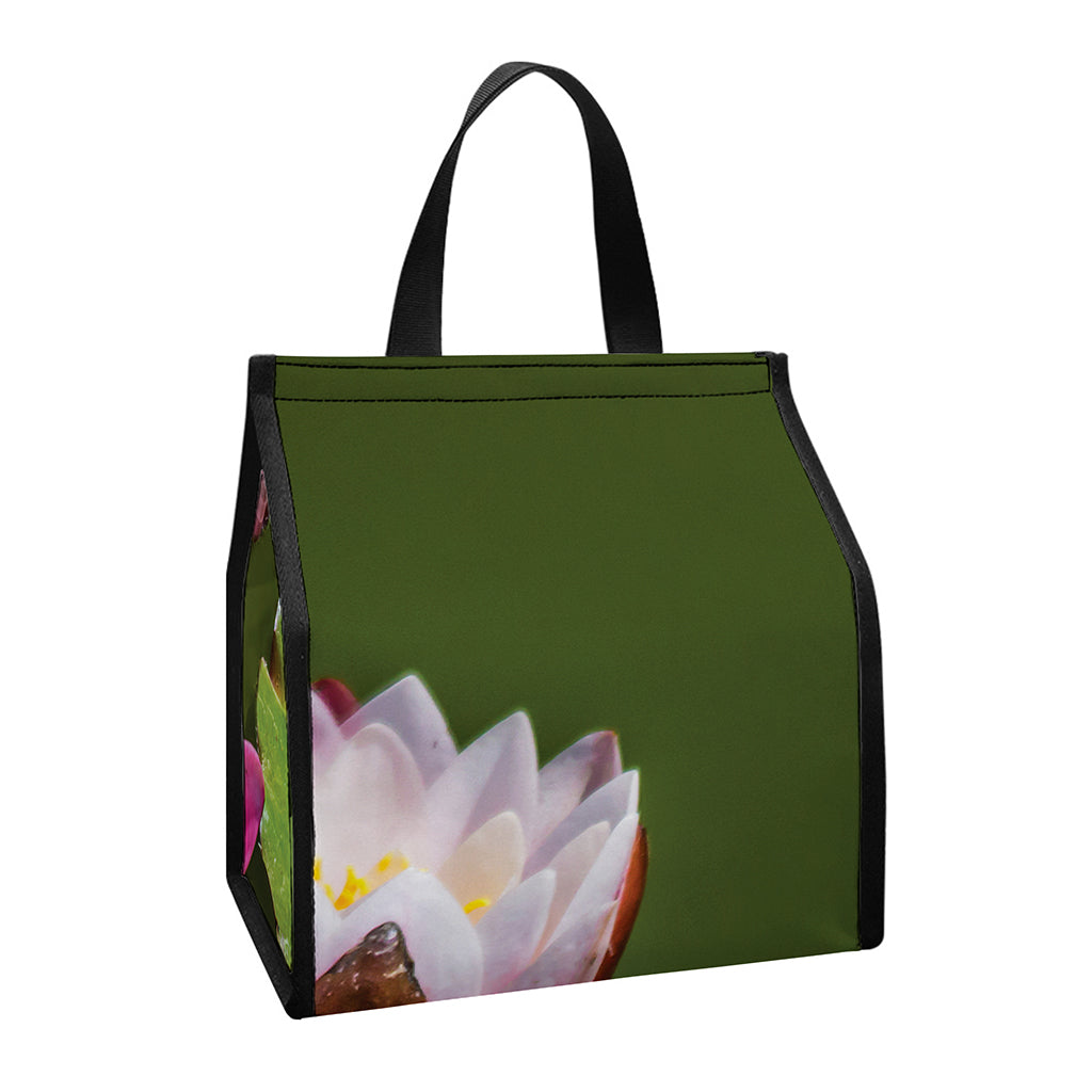 Pink Water Lilies Print Insulated Lunch Tote
