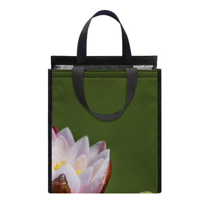 Pink Water Lilies Print Insulated Lunch Tote