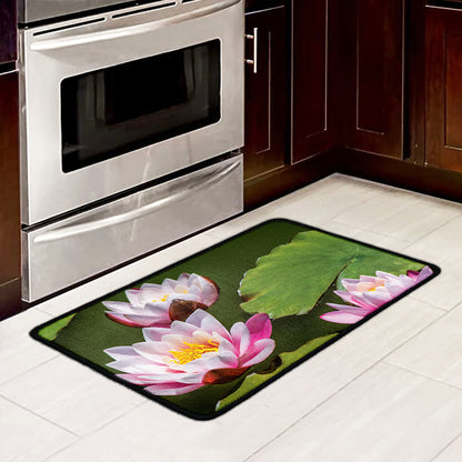 Pink Water Lilies Print Kitchen Mat