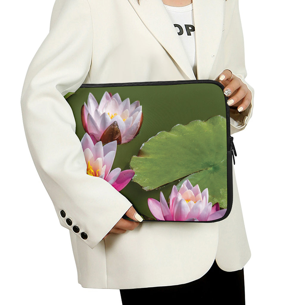 Pink Water Lilies Print Laptop Sleeve