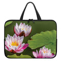 Pink Water Lilies Print Laptop Sleeve With Handle