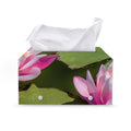 Pink Water Lilies Print Leather Tissue Box Cover