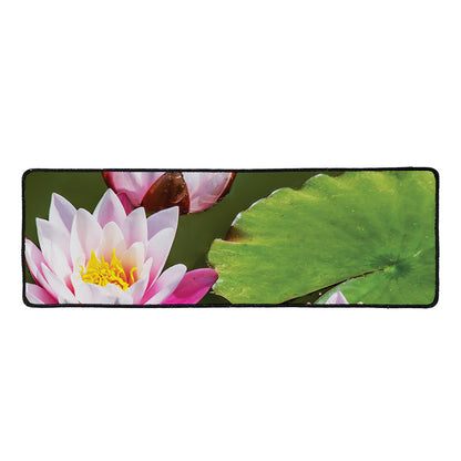 Pink Water Lilies Print Long Kitchen Mat