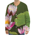 Pink Water Lilies Print Long Sleeve Baseball Jersey