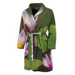 Pink Water Lilies Print Men's Bathrobe