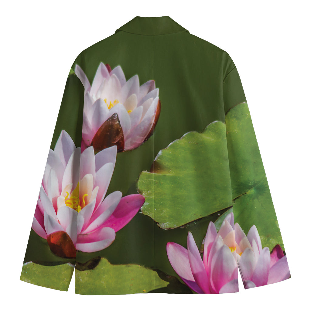 Pink Water Lilies Print Men's Blazer