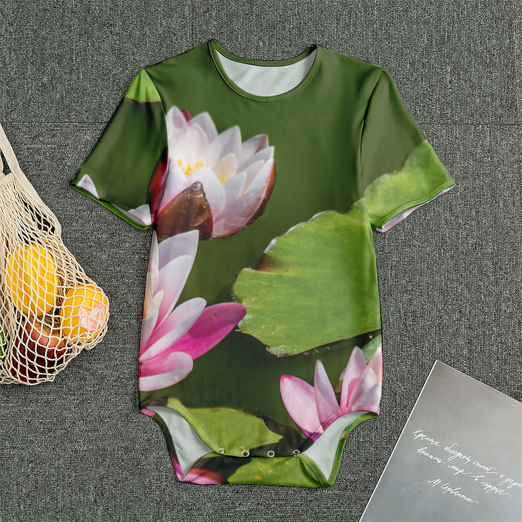 Pink Water Lilies Print Men's Bodysuit