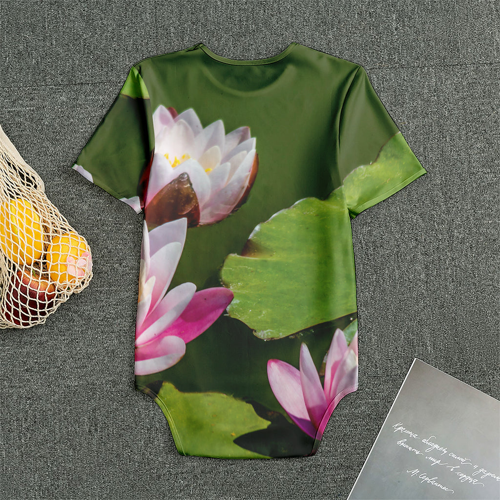 Pink Water Lilies Print Men's Bodysuit