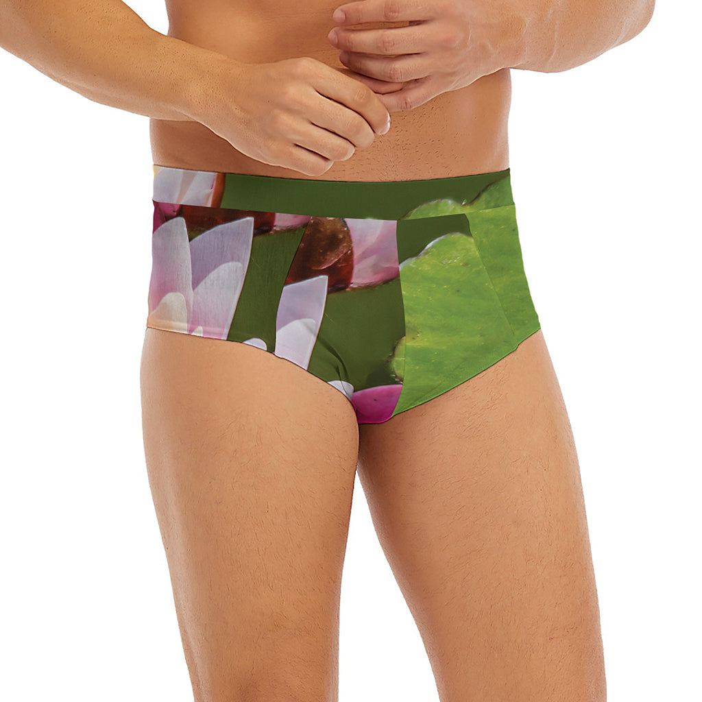 Pink Water Lilies Print Men's Briefs