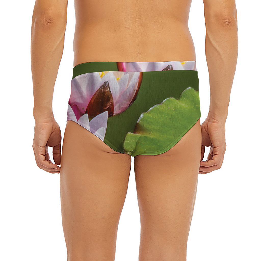 Pink Water Lilies Print Men's Briefs