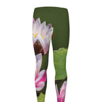 Pink Water Lilies Print Men's leggings