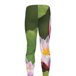Pink Water Lilies Print Men's leggings