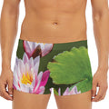 Pink Water Lilies Print Men's Short Boxer Briefs