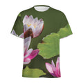 Pink Water Lilies Print Men's Athletic T-Shirt