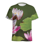 Pink Water Lilies Print Men's Sports T-Shirt