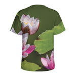 Pink Water Lilies Print Men's Sports T-Shirt