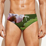 Pink Water Lilies Print Men's Swim Briefs