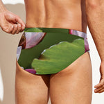 Pink Water Lilies Print Men's Swim Briefs