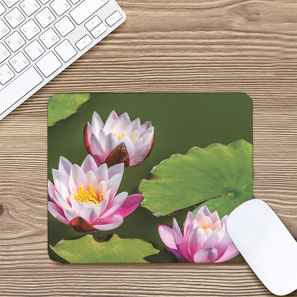 Pink Water Lilies Print Mouse Pad