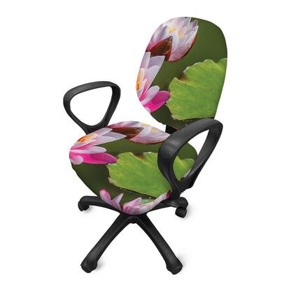 Pink Water Lilies Print Office Chair Cover