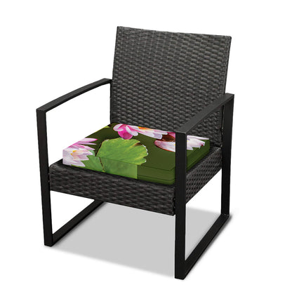 Pink Water Lilies Print Outdoor Seat Cushion Cover