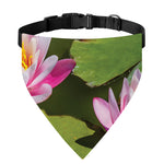 Pink Water Lilies Print Over The Collar Dog Bandana